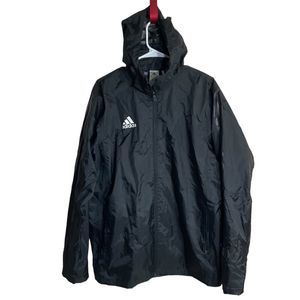 Adidas Storm Jacket Climate Windbreaker Soccer Hoodie Black Full Zip Coat Size L